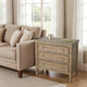 Rena Side End Table | 3 Drawers with Round Knobs | 28" Distressed Pebble Brown Mahogany Wood