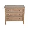 Rena Side End Table | 3 Drawers with Round Knobs | 28" Distressed Pebble Brown Mahogany Wood