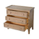 Rena Side End Table | 3 Drawers with Round Knobs | 28" Distressed Pebble Brown Mahogany Wood