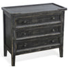 Rena Side End Table with 3 Drawers 28’’ Rustic Black Mahogany Wood