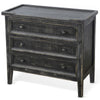 Rena Side End Table with 3 Drawers 28’’ Rustic Black Mahogany Wood