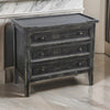 Rena Side End Table with 3 Drawers, 28" Rustic Black Mahogany Wood