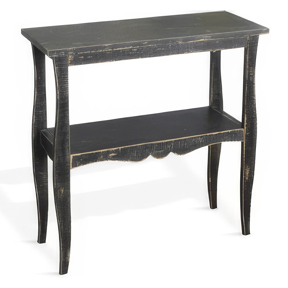 Rena Side End Table with Scallop Trim 28’’ Rustic Black Mahogany BM325320