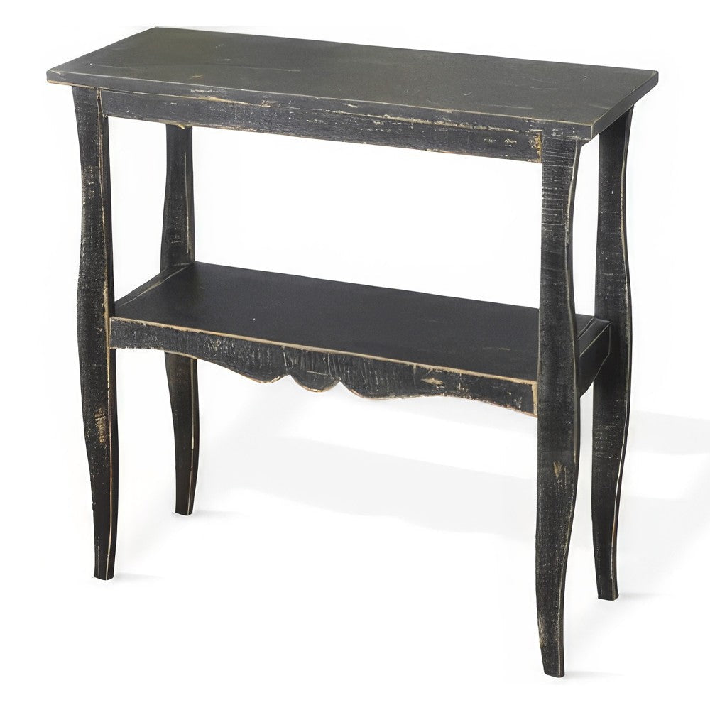 Rena Side End Table with Scallop Trim 28’’ Rustic Black Mahogany BM325320