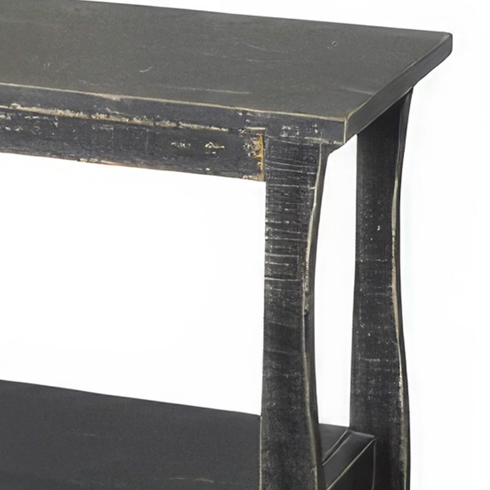 Rena Side End Table with Scallop Trim 28’’ Rustic Black Mahogany BM325320