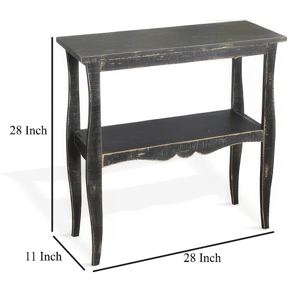 Rena Side End Table with Scallop Trim 28’’ Rustic Black Mahogany BM325320