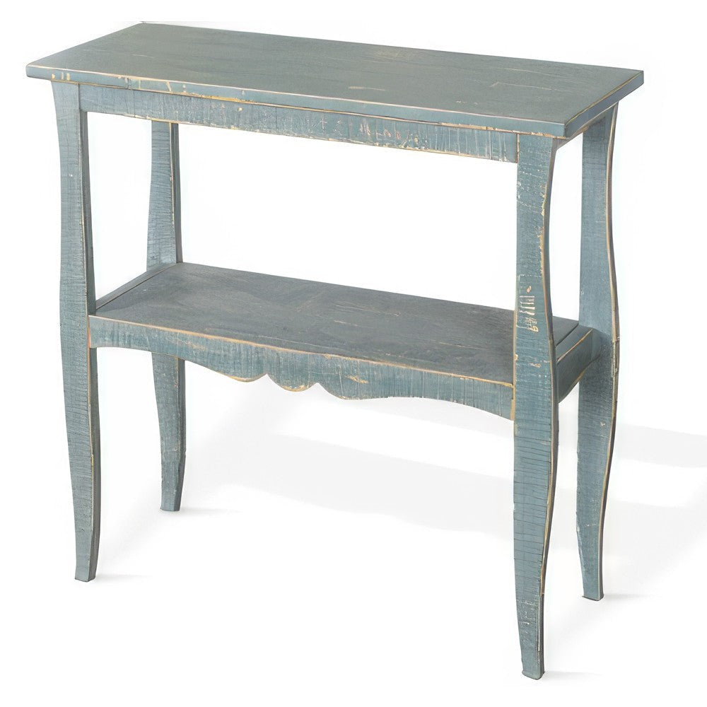 Rena Side End Table Scallop Trim 28’’ Seagrass Green Mahogany Wood BM325322