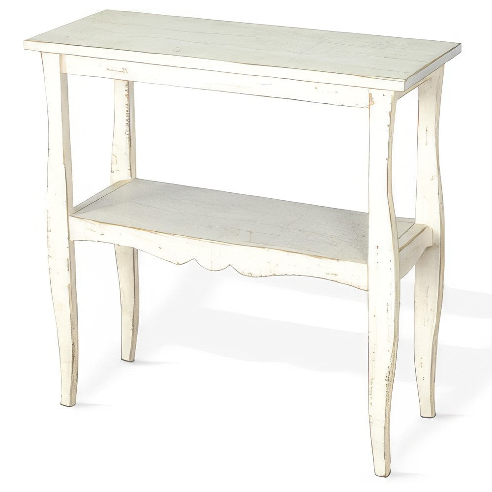 Rena Side End Table Scallop Trim 28’’ Distressed White Mahogany BM325323