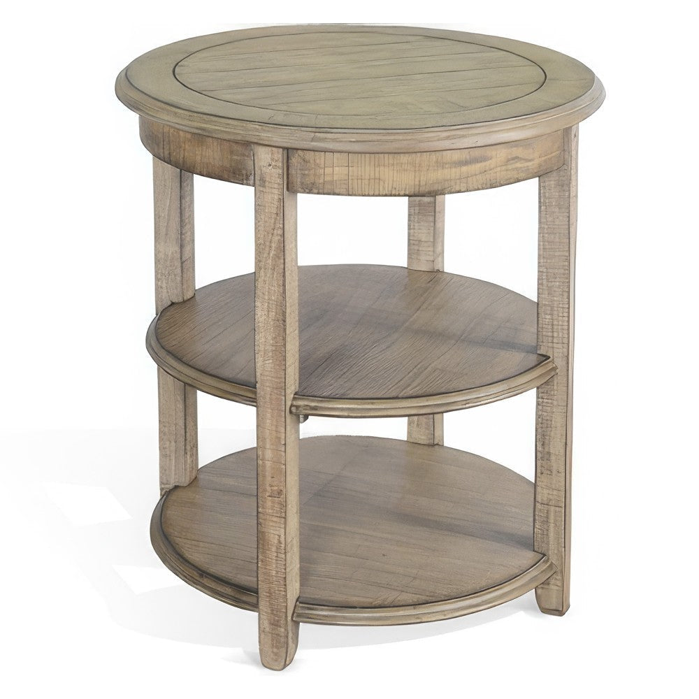 Rena Side End Table 2 Shelves 24’’ Plank Light Brown Mahogany Wood BM325324