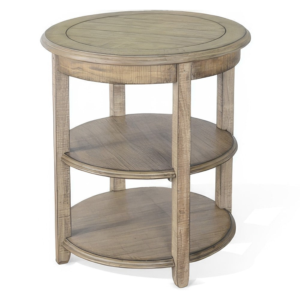 Rena Side End Table 2 Shelves 24’’ Plank Light Brown Mahogany Wood BM325324