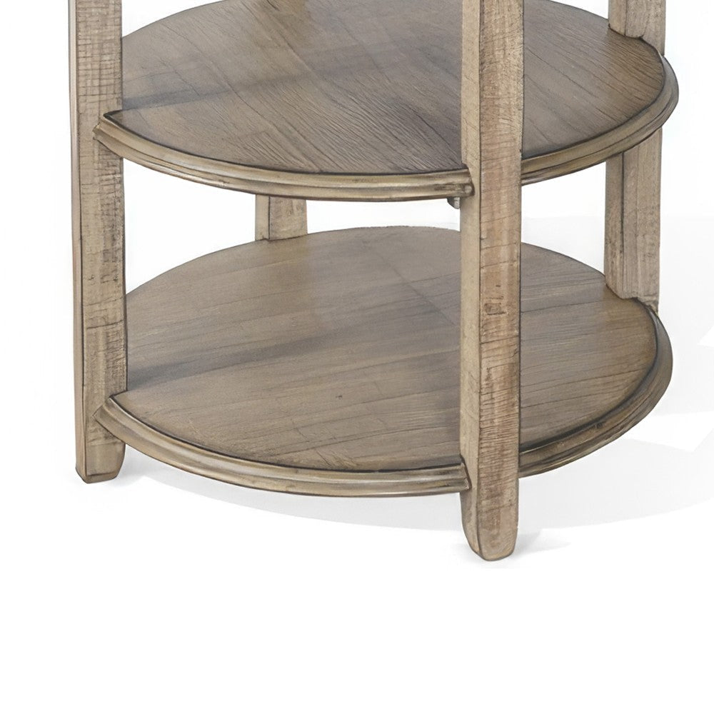Rena Side End Table 2 Shelves 24’’ Plank Light Brown Mahogany Wood BM325324