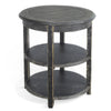 Rena Side End Table with 2 Shelves 24’’ Round Black Mahogany Wood BM325325