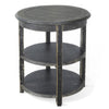Rena Side End Table with 2 Shelves 24’’ Round Black Mahogany Wood BM325325