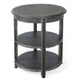 Rena Side End Table with 2 Shelves 24’’ Round Black Mahogany Wood BM325325