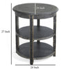 Rena Side End Table with 2 Shelves 24’’ Round Black Mahogany Wood BM325325