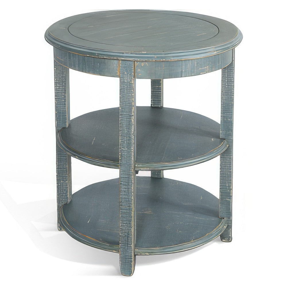 Rena Side End Table 2 Shelves 24’’ Seagrass Green Mahogany Wood BM325327