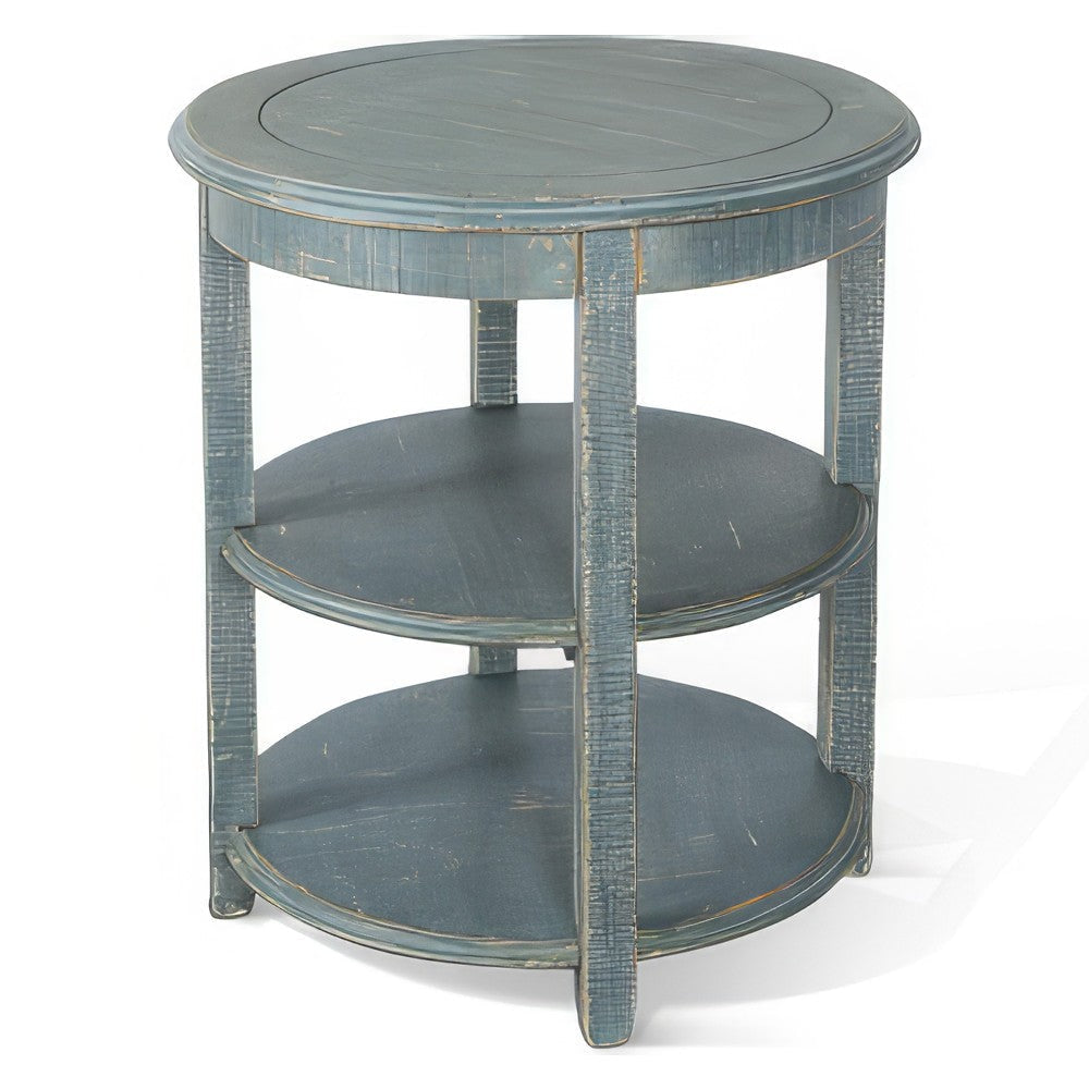 Rena Side End Table 2 Shelves 24’’ Seagrass Green Mahogany Wood BM325327