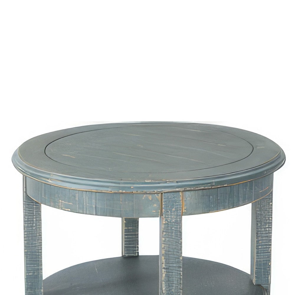 Rena Side End Table 2 Shelves 24’’ Seagrass Green Mahogany Wood BM325327