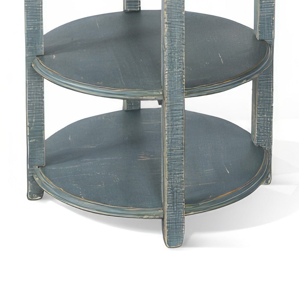 Rena Side End Table 2 Shelves 24’’ Seagrass Green Mahogany Wood BM325327