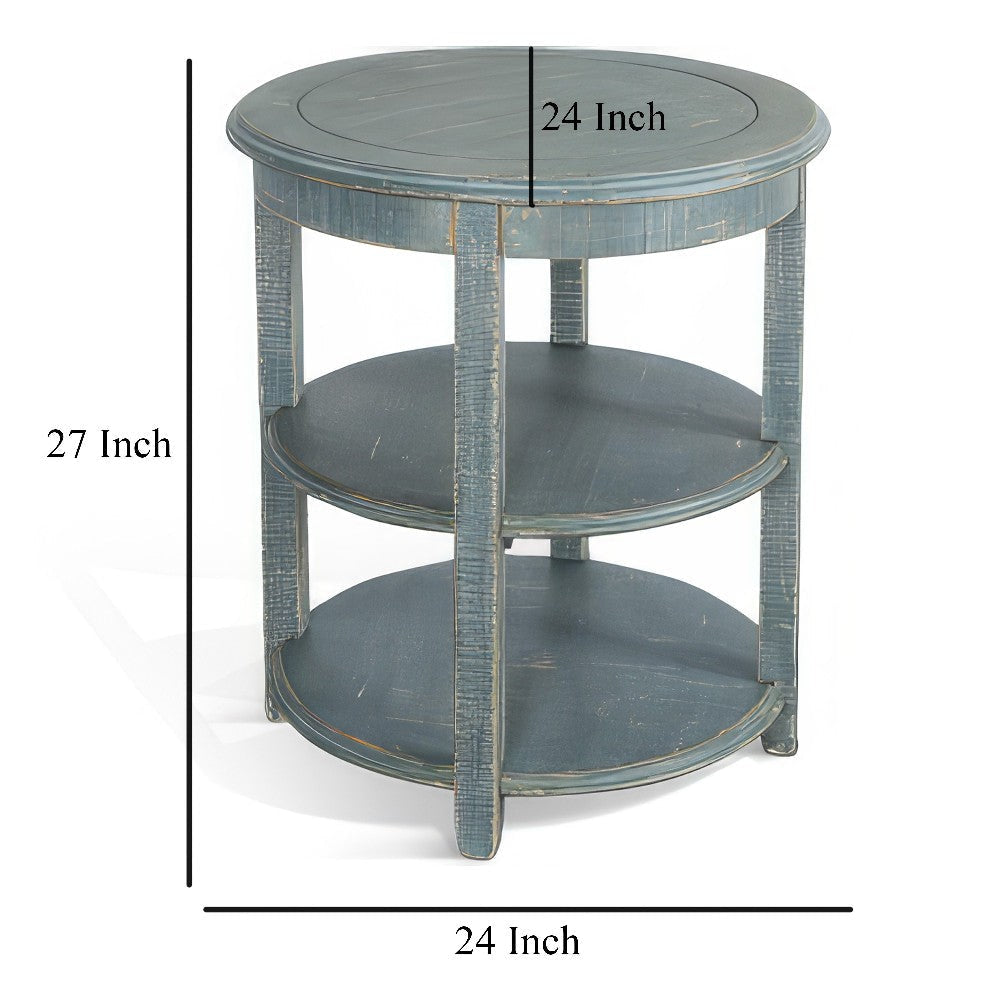 Rena Side End Table 2 Shelves 24’’ Seagrass Green Mahogany Wood BM325327