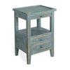 Rena Side End Table 2 Drawers Pull-Out Tray 17’’ Green Mahogany