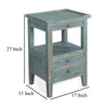Rena Side End Table 2 Drawers Pull-Out Tray 17’’ Green Mahogany