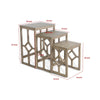 Rena 3 Piece Nesting Accent Table Set | Geometric Frame | Distressed Pebble Brown Solid Mahogany Wood