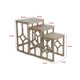 Rena 3 Piece Nesting Accent Table Set | Geometric Frame | Distressed Pebble Brown Solid Mahogany Wood