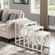 Rena 3 Piece Nesting Accent Table Set, Slatted, Rustic White Mahogany