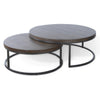 Rena 2 Piece Nesting Coffee Tables Dark Brown Mahogany Black Metal BM325338