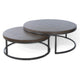 Rena 2 Piece Nesting Coffee Tables Dark Brown Mahogany Black Metal BM325338
