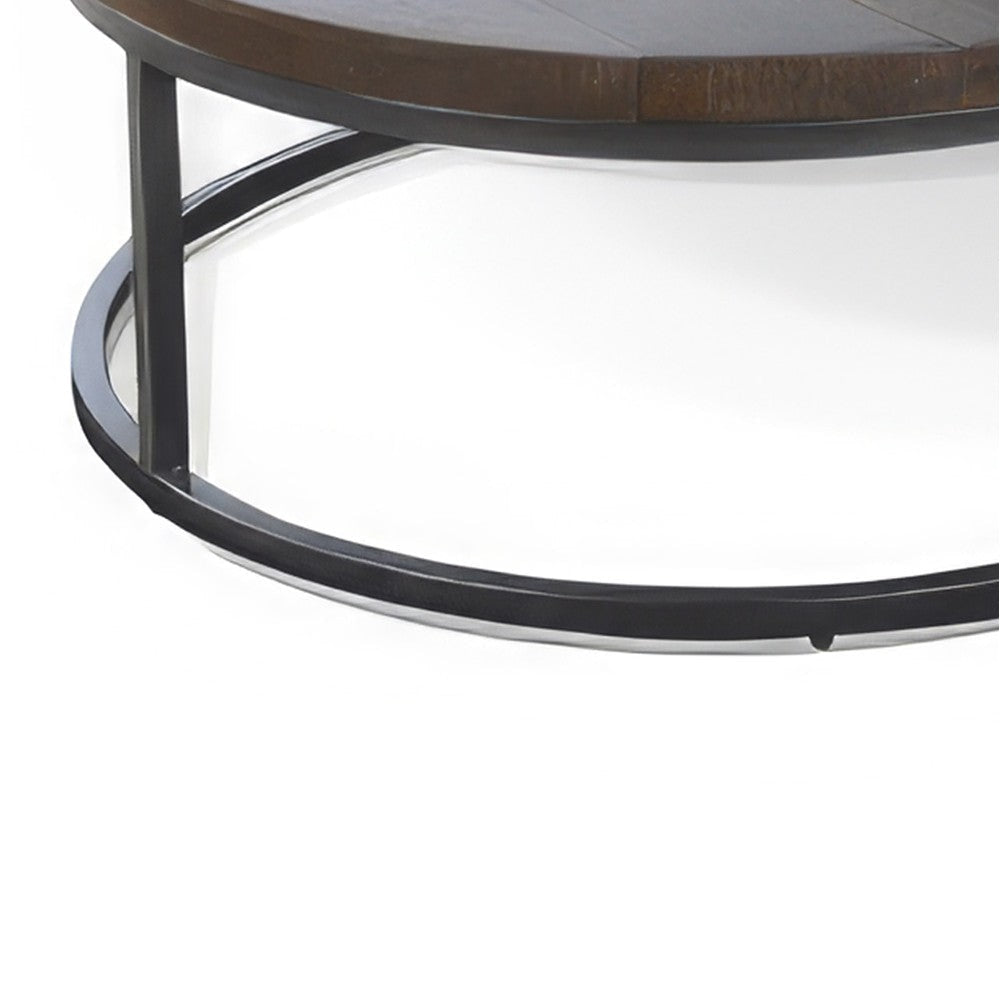 Rena 2 Piece Nesting Coffee Tables Dark Brown Mahogany Black Metal BM325338