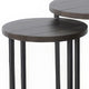 Flint 2 Piece Nesting Table Set Dark Brown Mahogany Black Metal Base BM325339
