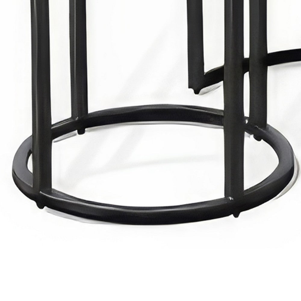 Flint 2 Piece Nesting Table Set Dark Brown Mahogany Black Metal Base BM325339