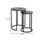 Flint 2 Piece Nesting Table Set Dark Brown Mahogany Black Metal Base BM325339