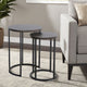 Flint 2 Piece Nesting Table Set, Dark Brown Mahogany, Black Metal Base