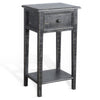 Rena Side End Table with 1 Drawer 17’’ Rustic Black Mahogany Wood BM325341