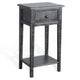 Rena Side End Table with 1 Drawer 17’’ Rustic Black Mahogany Wood BM325341