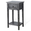 Rena Side End Table with 1 Drawer 17’’ Rustic Black Mahogany Wood BM325341