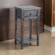 Rena Side End Table with 1 Drawer, 17" Rustic Black Mahogany Wood