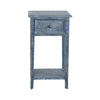 Rena Side End Table with 1 Drawer 17’’ Rustic Blue Mahogany Wood BM325342