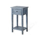 Rena Side End Table with 1 Drawer 17’’ Rustic Blue Mahogany Wood BM325342