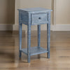Rena Side End Table with 1 Drawer, 17" Rustic Blue Mahogany Wood