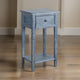 Rena Side End Table with 1 Drawer, 17" Rustic Blue Mahogany Wood