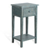 Rena Side End Table with 1 Drawer 17’’ Rustic Green Mahogany Wood BM325343