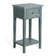 Rena Side End Table with 1 Drawer 17’’ Rustic Green Mahogany Wood BM325343