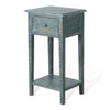 Rena Side End Table with 1 Drawer 17’’ Rustic Green Mahogany Wood BM325343