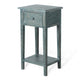 Rena Side End Table with 1 Drawer 17’’ Rustic Green Mahogany Wood BM325343