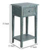Rena Side End Table with 1 Drawer 17’’ Rustic Green Mahogany Wood BM325343