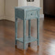 Rena Side End Table with 1 Drawer, 17" Rustic Green Mahogany Wood
